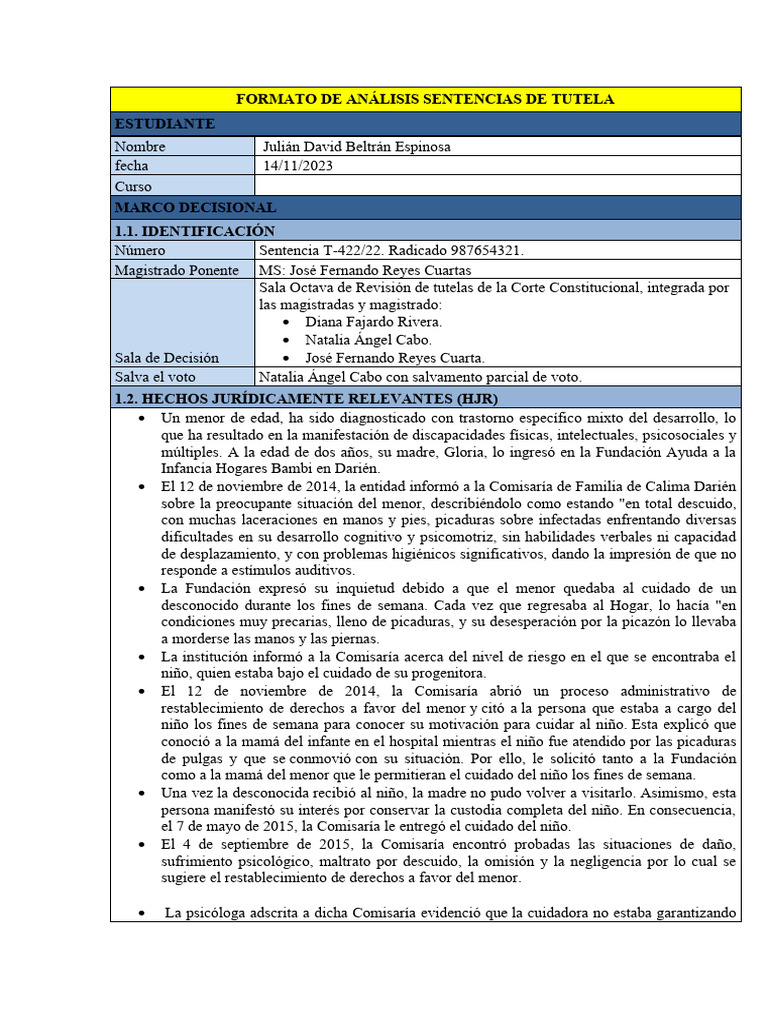 Sentencia T 422 | PDF | Debido al proceso | Judicaturas