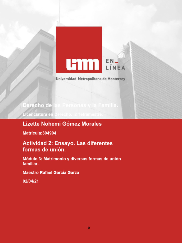 Formas de Unión Familiar en Derecho | PDF | Matrimonio | Propiedad de ...