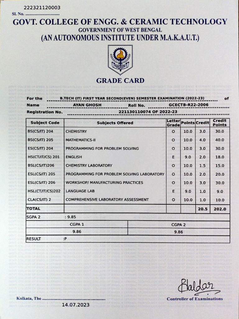 SEM 2 Grade Card-1-2 | PDF | Student Assessment And Evaluation ...