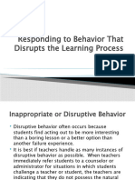 8S Responding To Behavior That Disrupts The Learning Process-Student
