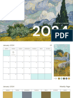 Teacher's Calendar 2024 Educational Presentation in White, Blue, and Yellow Impressionistic Style - 20240123 - 084812 - 0000