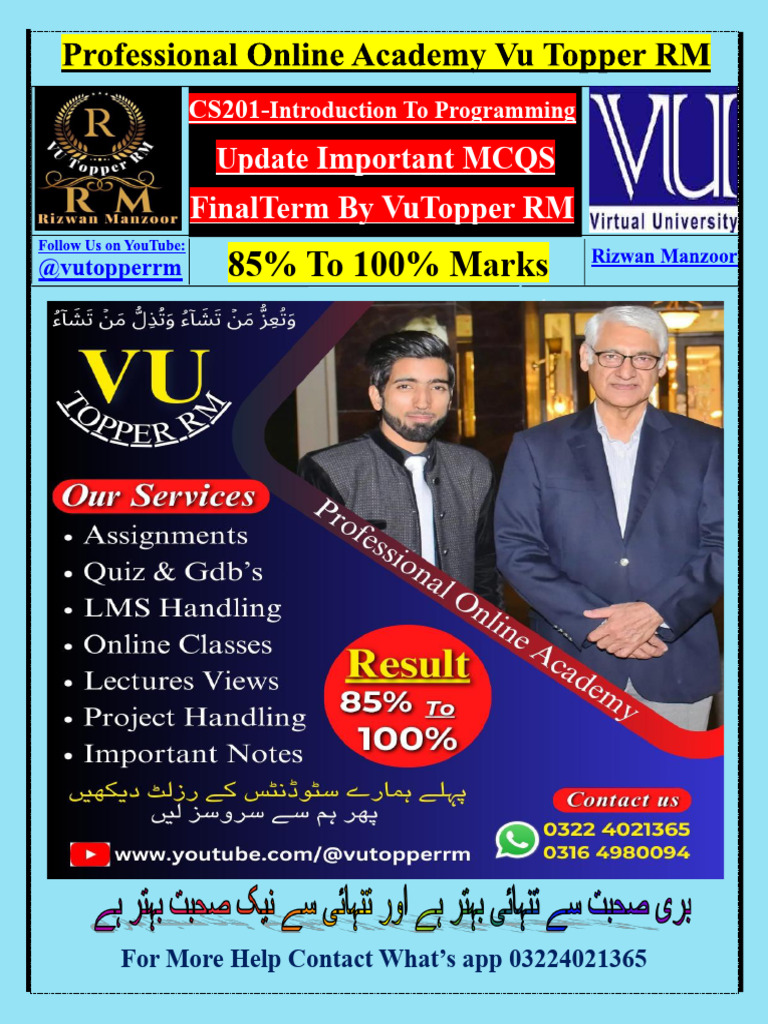CS201 Final Term MCQs Guide | PDF | Pointer (Computer Programming ...