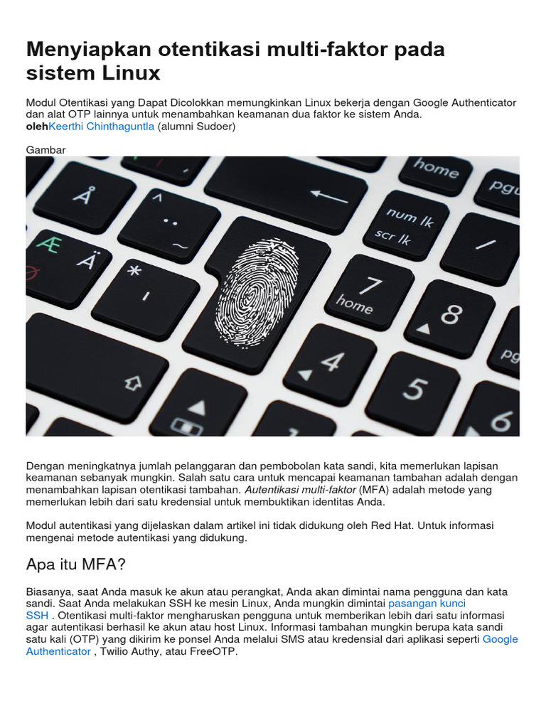 Panduan MFA di Linux dengan Google Authenticator | PDF