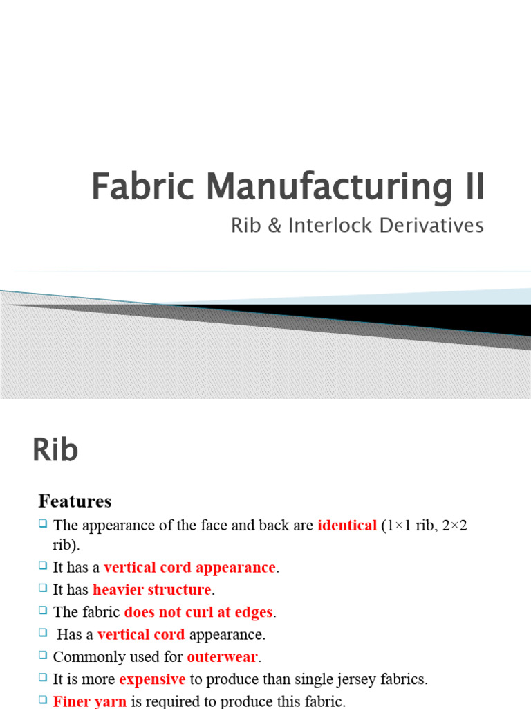 Rib and Interlock Fabric Structures | PDF | Knitting | Clothing