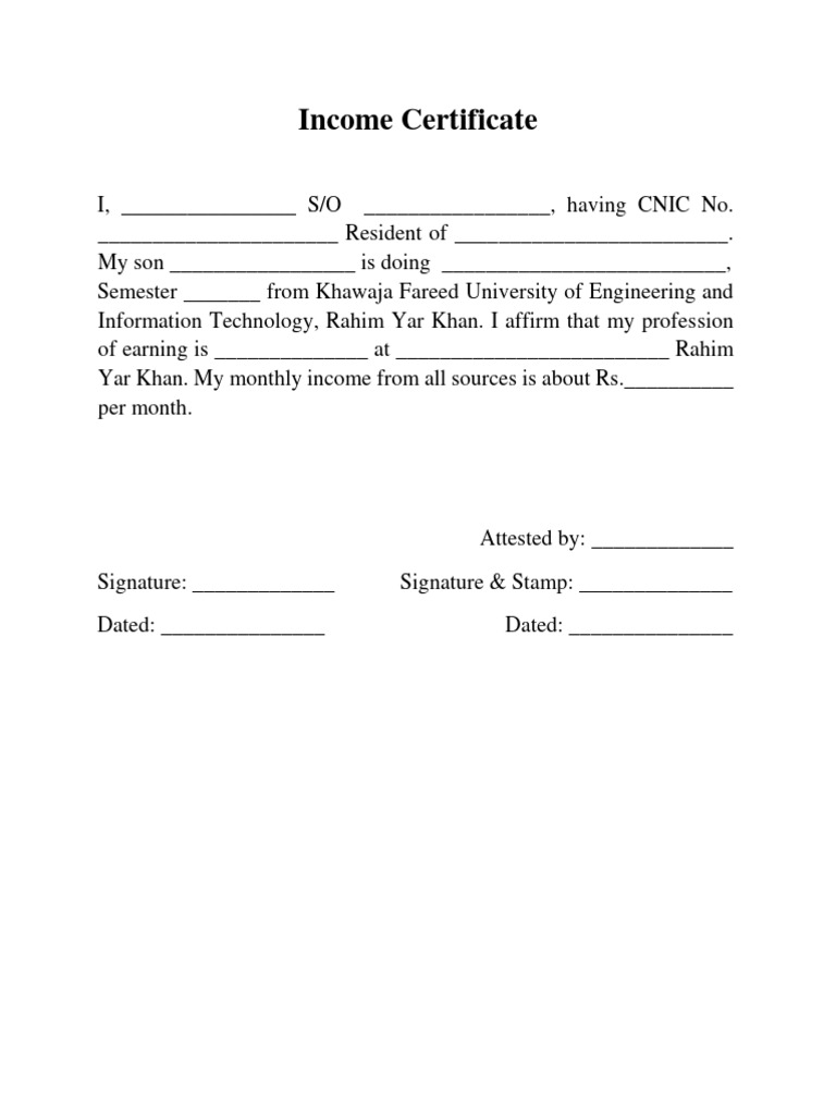 Income certificate s pdf