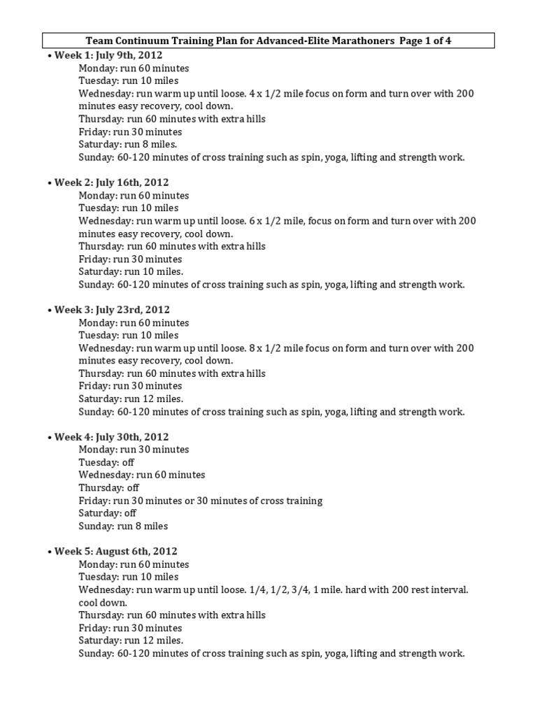 Advanced Marathon Training Plan | PDF