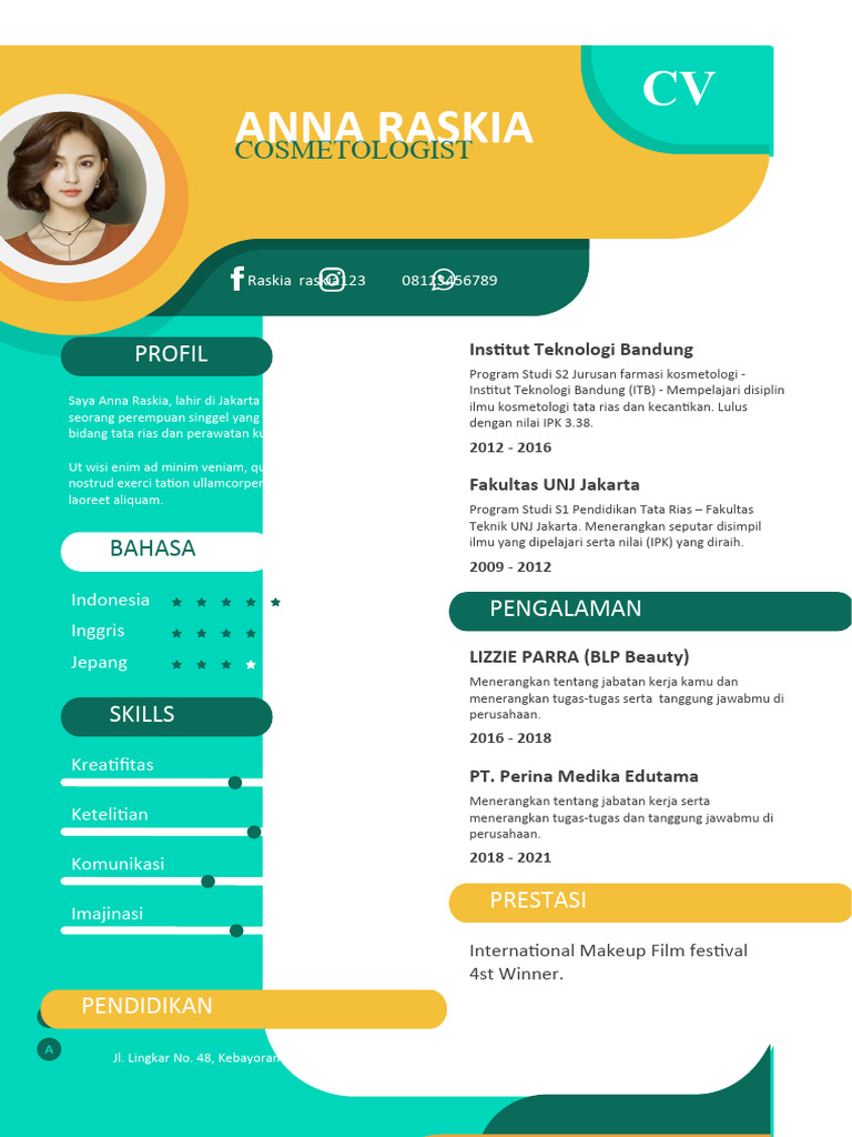 CV Anna Raskia: Ahli Tata Rias | PDF