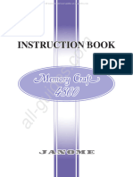 Janome Memory Craft 4800 Sewing Machine Instruction Manual