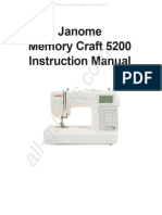 Janome Memory Craft 5200 Sewing Machine Instruction Manual