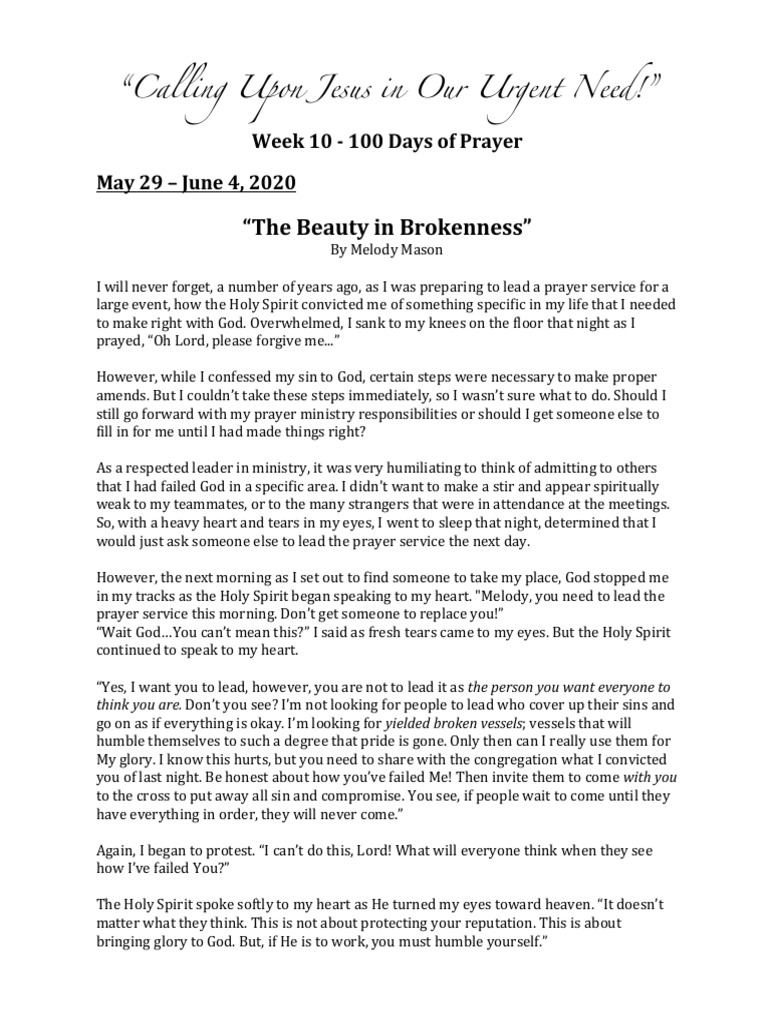 Beauty in Brokenness: A Call to Prayer | PDF | Jesus | Prayer