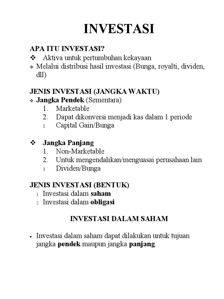 Investasi Jangka Pendek