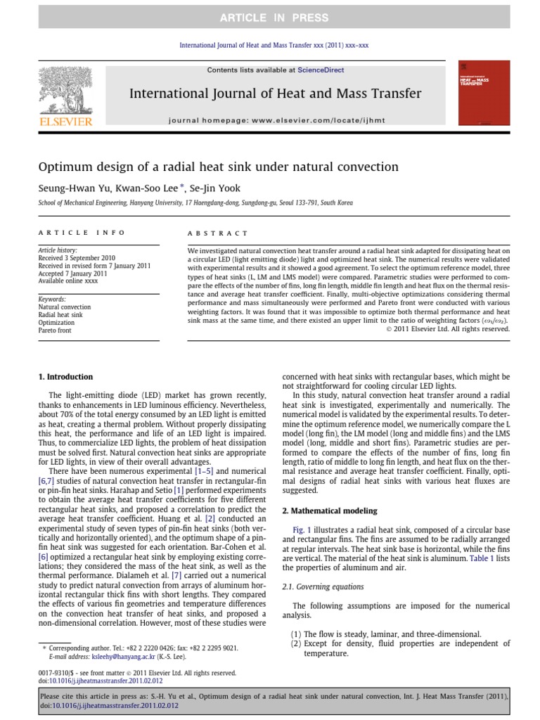 Optimum Design of A Radial Heat Sink Under Natural Convection | PDF ...