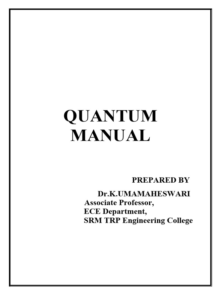 Quantum Manual Pdf Mathematics Theoretical Physics