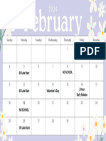 Lilac Daisy Planner 2024 February Monthly Calendar