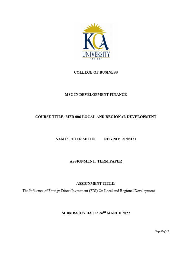 FDI's Impact on Local Development | PDF | Foreign Direct Investment ...