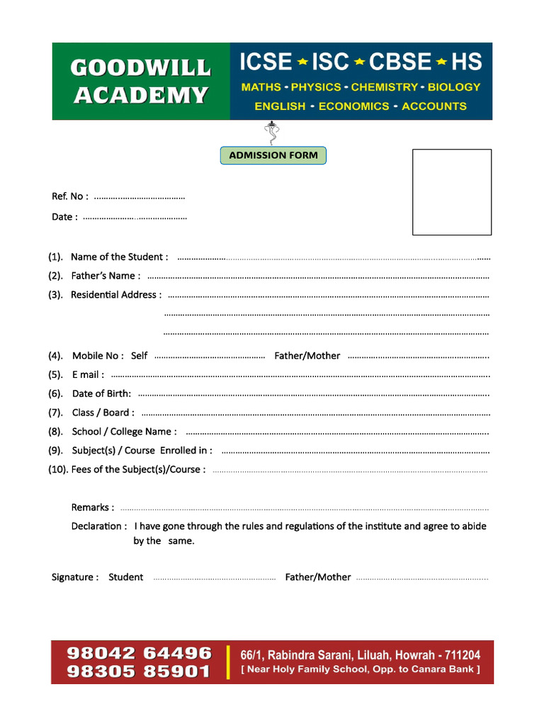 Admission Form | PDF