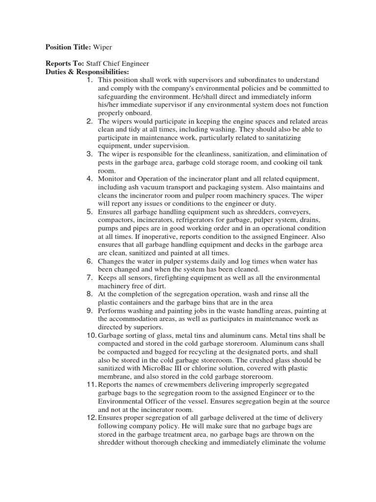 Wiper Job For Royal PDF Waste Incineration