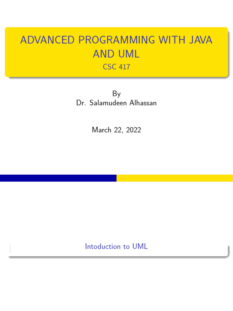 Advanced Programming With Java and Uml: by Dr. Salamudeen Alhassan ...