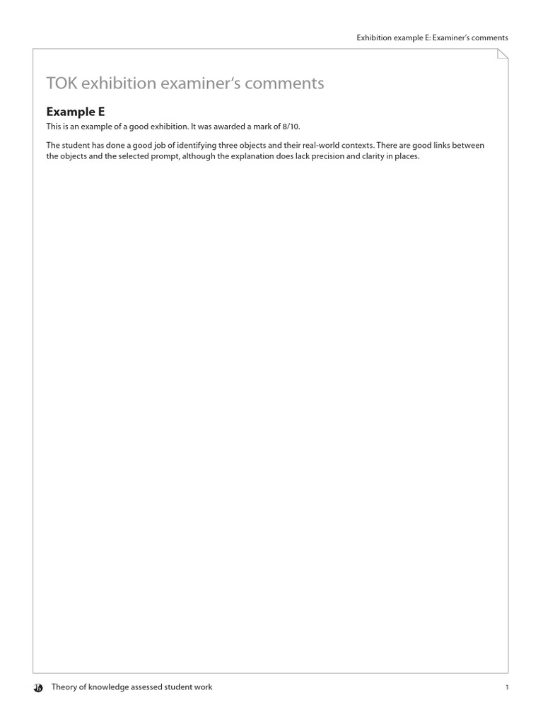 Exhibition 5 Examiner's Comment | PDF | Teaching Methods & Materials ...