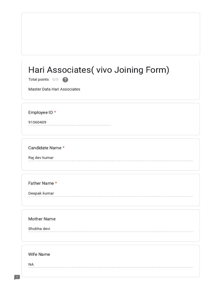 Hari Associates (Vivo Joining Form) | PDF | Career & Growth | Finance ...