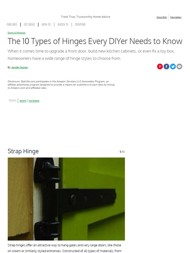 10 Types of Hinges Every DIYer Needs To Know | PDF | Cabinetry | Door