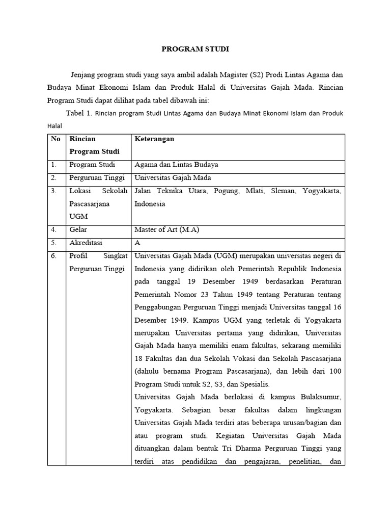 Rencana Studi Pelamar Beasiswa Program Master | PDF