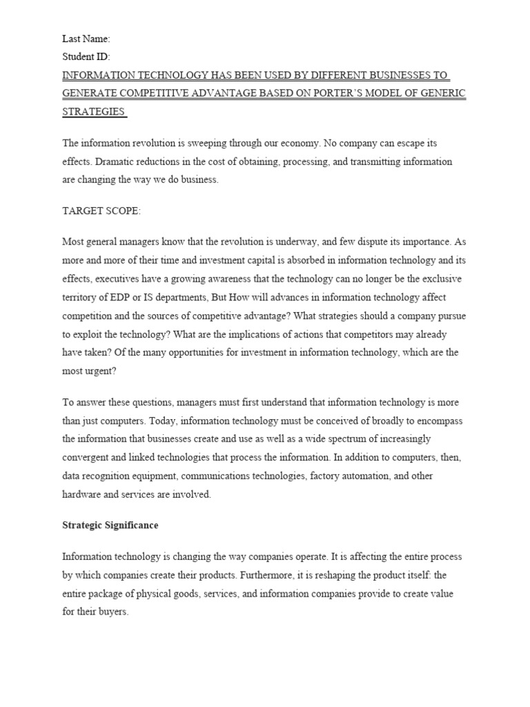 Information Technology Have Been Used By Different Businesses To 