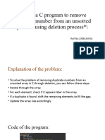 Write A C Program To Remove Duplicate Number From An Unsorted Process Using Deletion Process