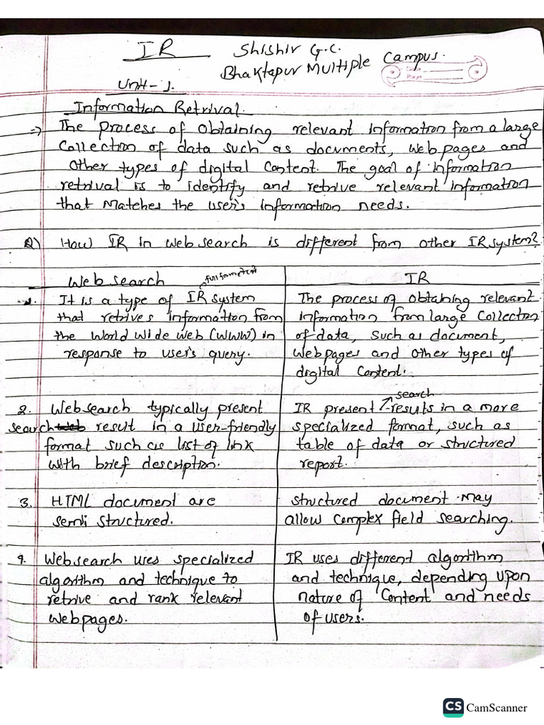 Handwritten IR Notes | PDF