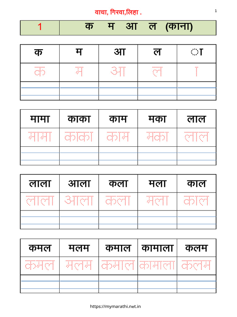 MarathiReadTracewrite PDF