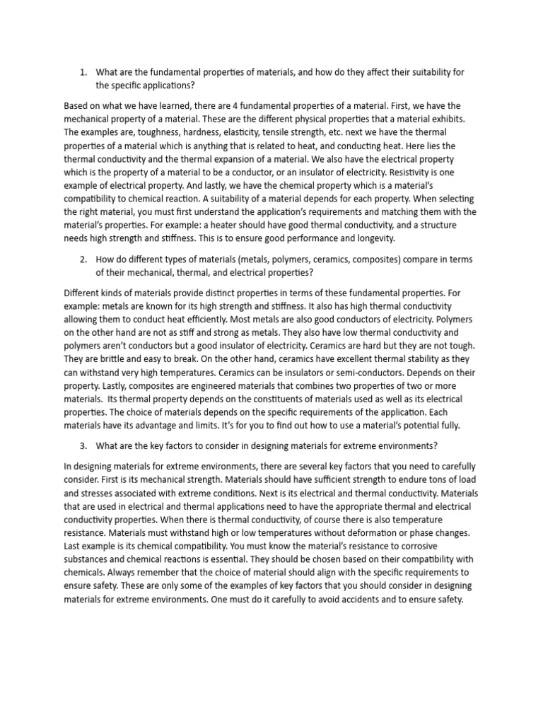 Fundamental Properties of Materials | PDF | Electrical Resistivity And ...