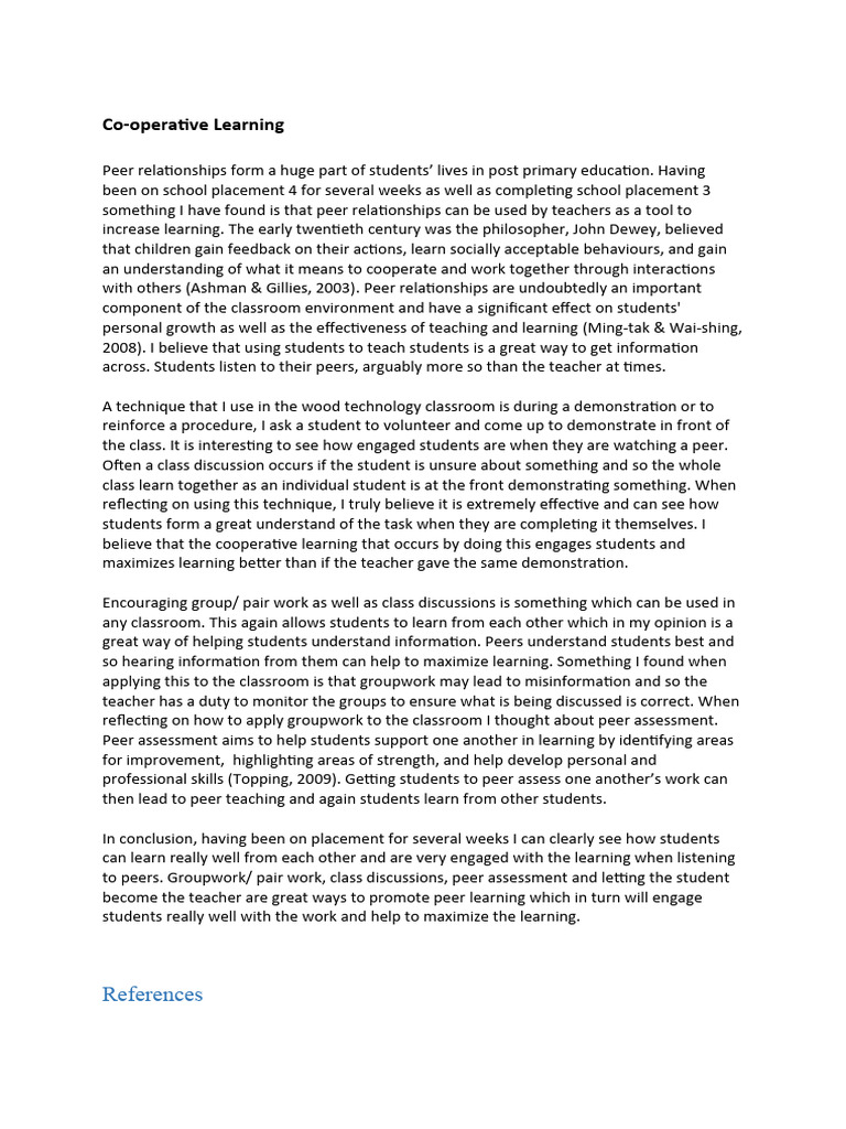Enhancing Learning Through Peer Cooperation | PDF | Teachers | Cognition
