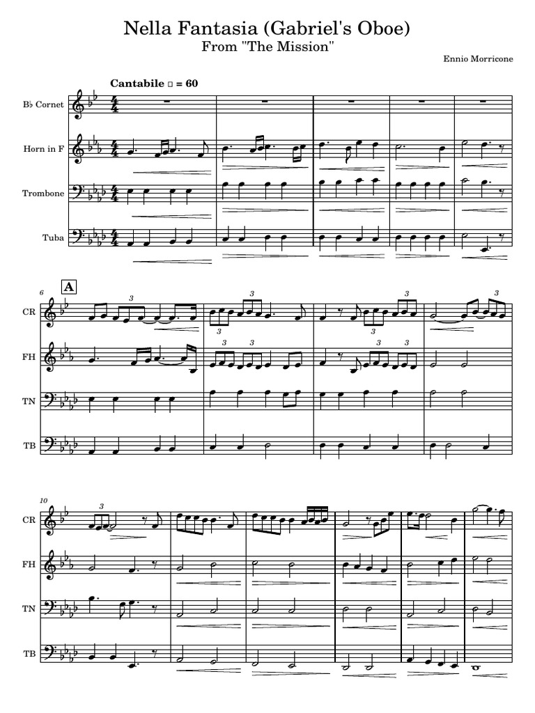 Nella Fantasia Gabriel S Oboe PDF Musical Compositions Aerophones