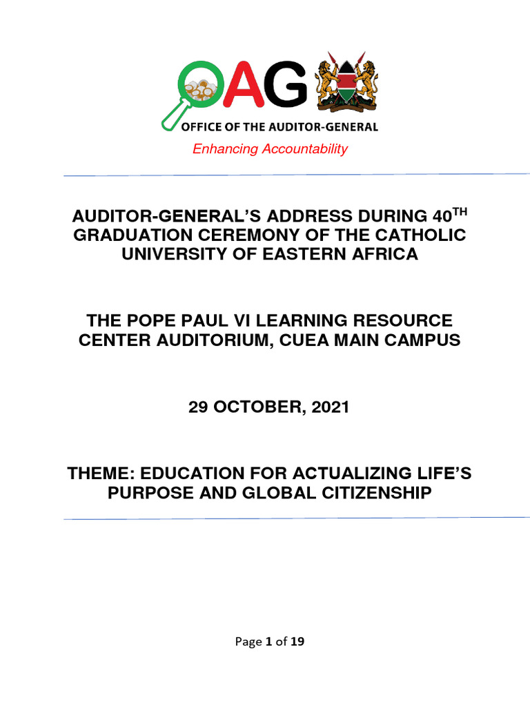 CUEA Graduation 2025: Key Information | PDF | Audit