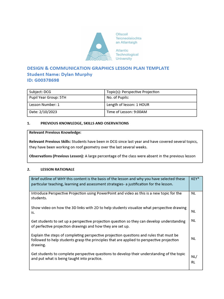 Lesson Plan 1 Communication Graphics | PDF | Perspective (Graphical ...