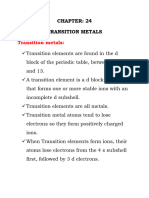 Chapter 24 Transition Metals Week 3 Day 4