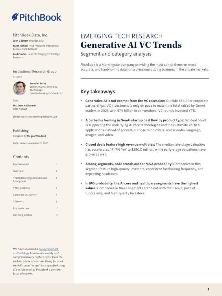Q4 2023 PitchBook Analyst Note Generative AI VC Trends | PDF | Venture ...