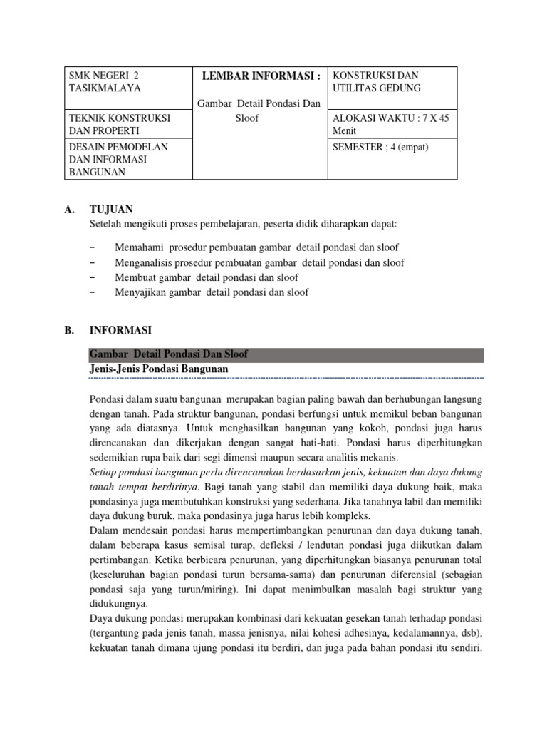 Materi Gambar Pondasi Pdf