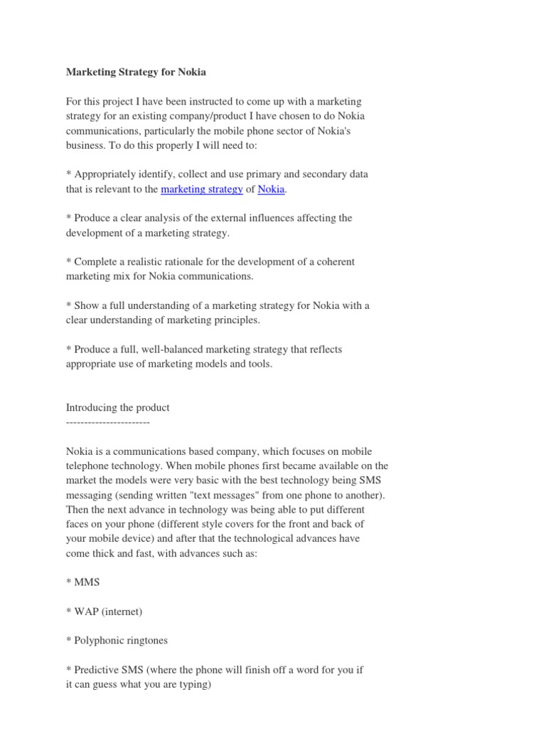 Nokia Marketing Strategy Analysis | PDF | Nokia | Advertising