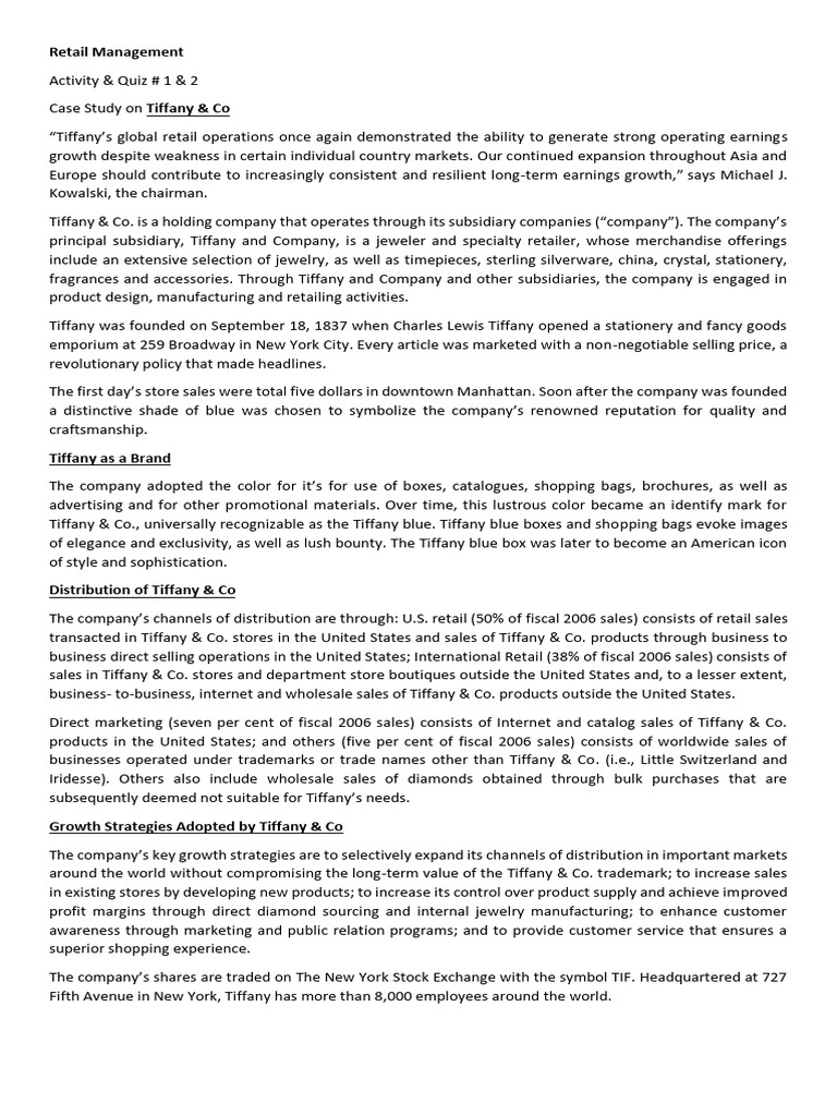 Case Study 1 2 Pdf Retail Sales