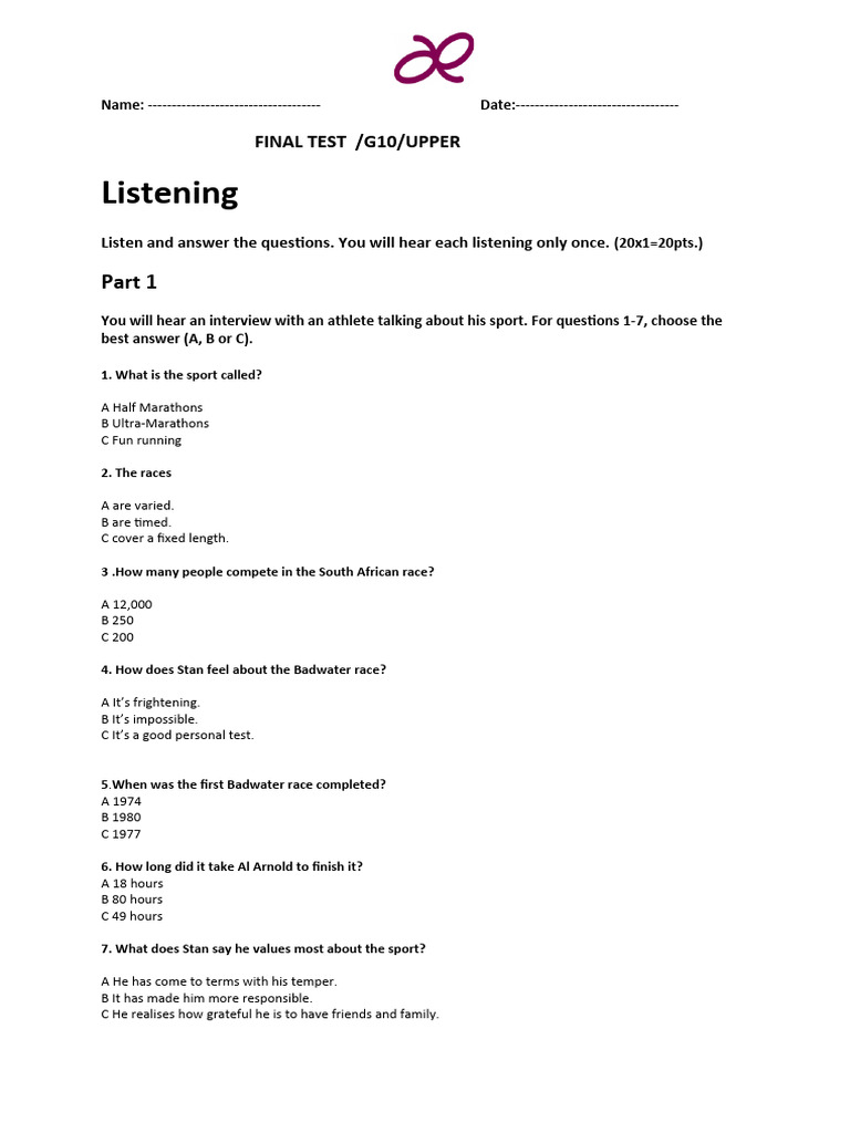 Upper Intermediate Final Exam | PDF | Smoothie | Invention