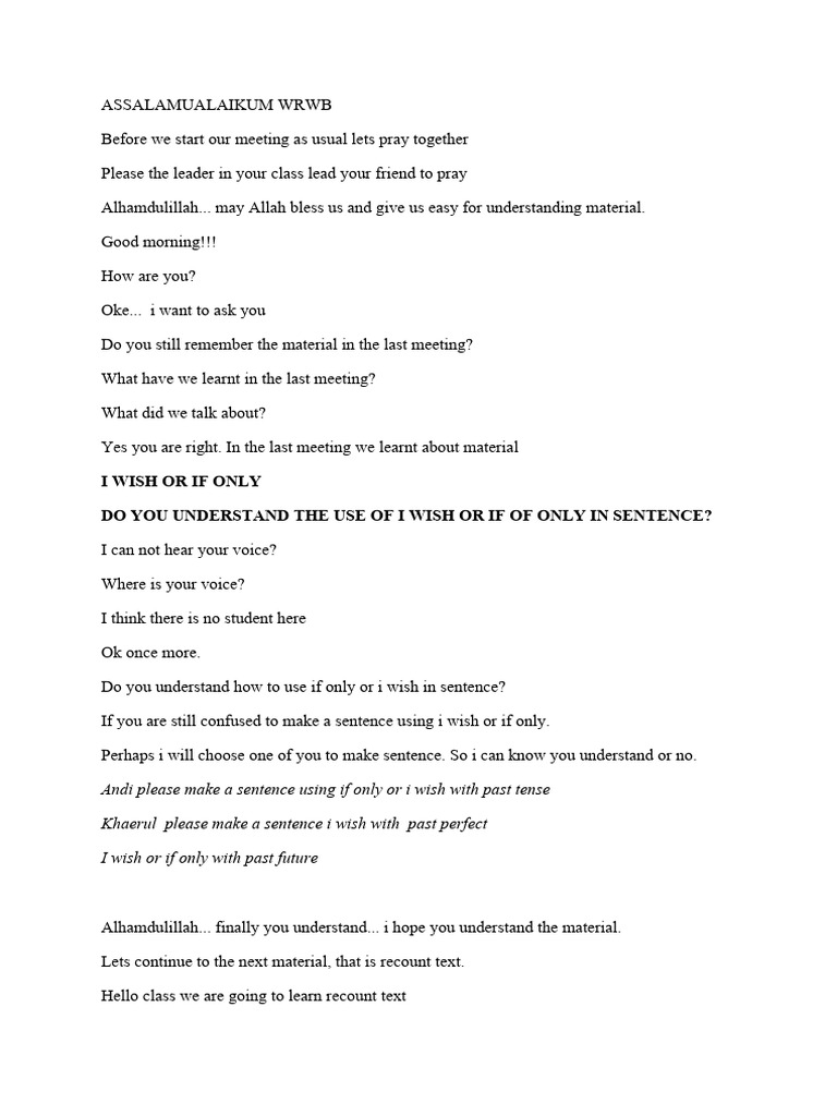 Preparation in Teaching Recount | PDF | Verb | Grammatical Tense