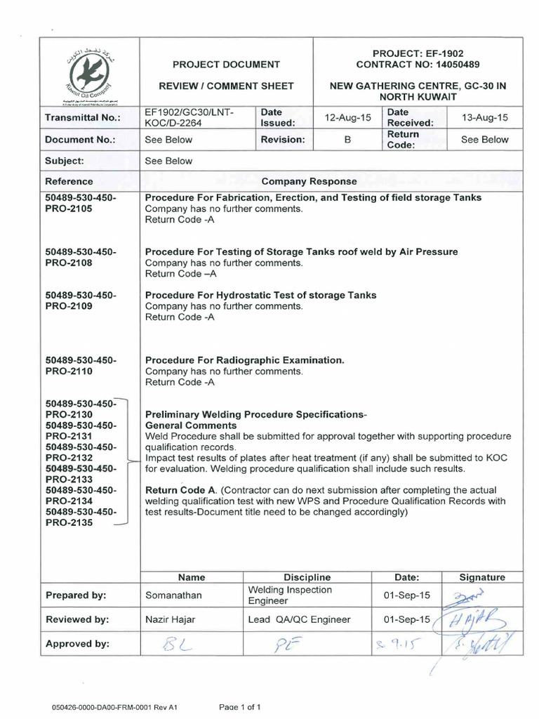 Procedures for Storage Tanks Testing | PDF | Steel | Electric Heating