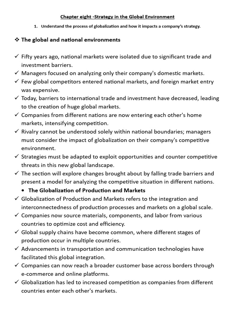 Global Strategy in a Competitive Landscape | PDF | Franchising ...