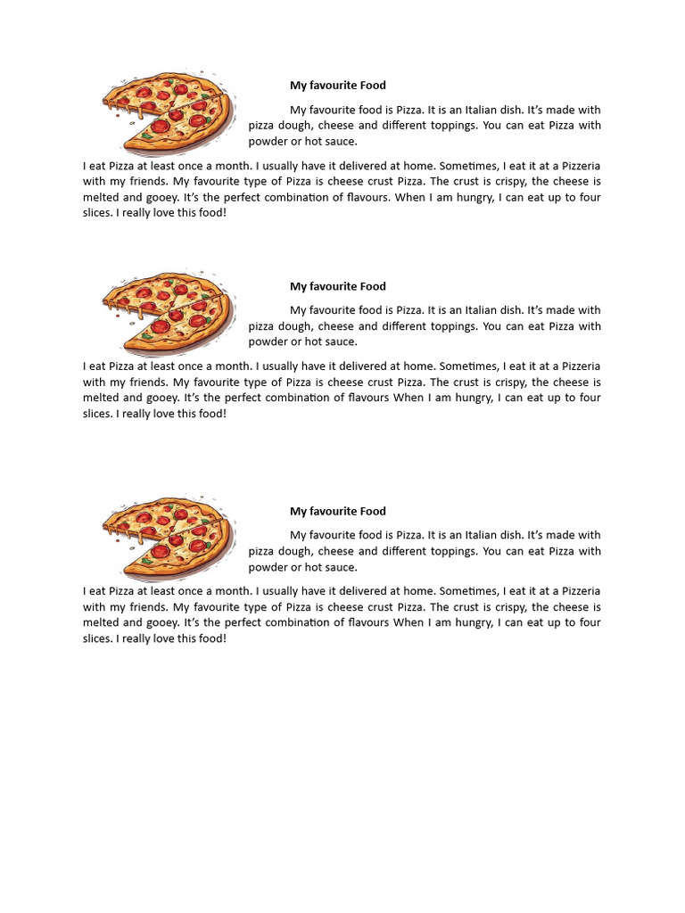 talk about your favourite food pizza