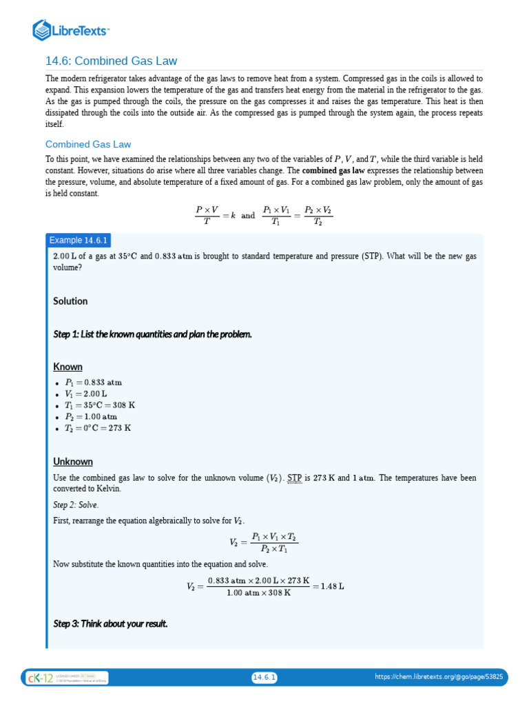 14.06 Combined Gas Law | PDF | Gases | Temperature