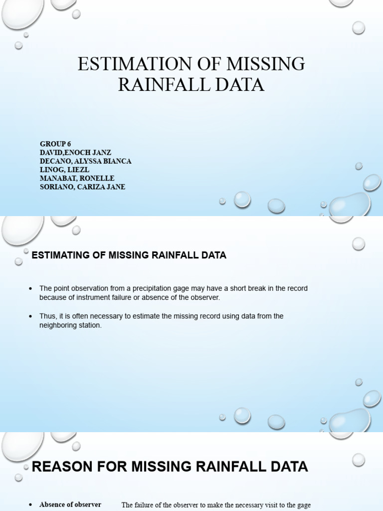 Estimating Missing Rainfall Data Methods | PDF | Precipitation | Typhoon
