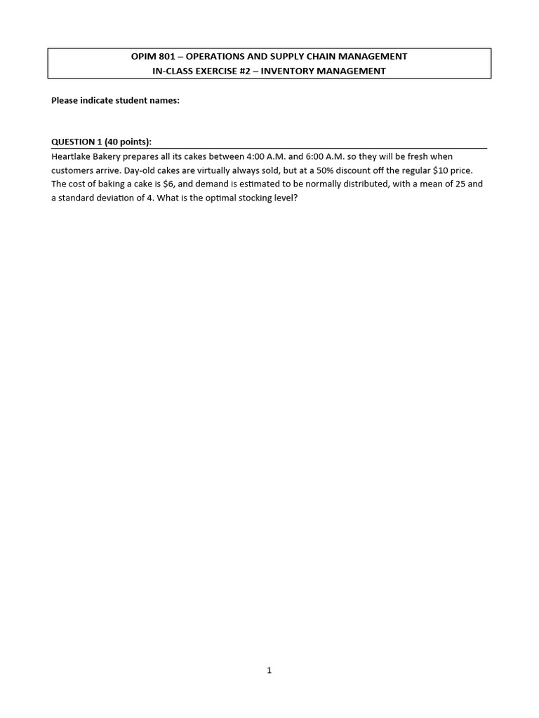 OPIM 801 Spring 2023 Inclass 2 | PDF | Career & Growth | Business