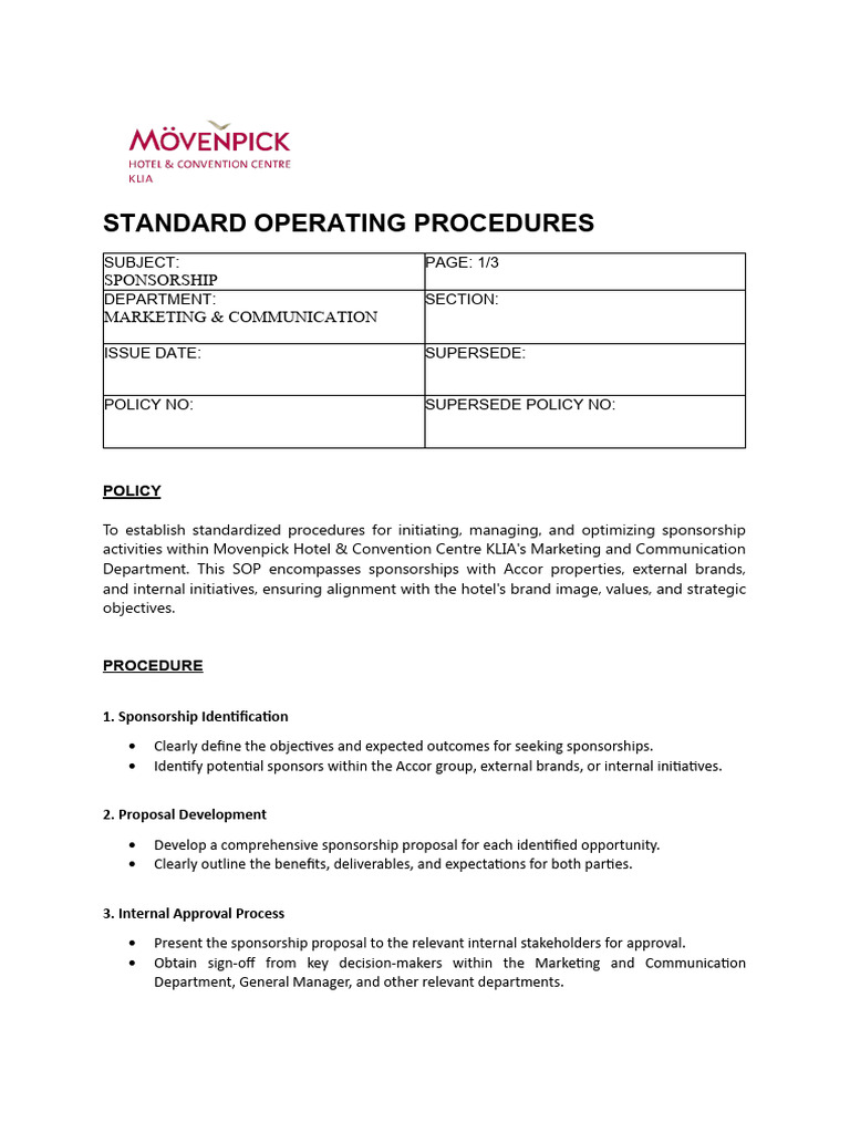 Sop - Sponsorship | PDF | Brand | Sponsor (Commercial)