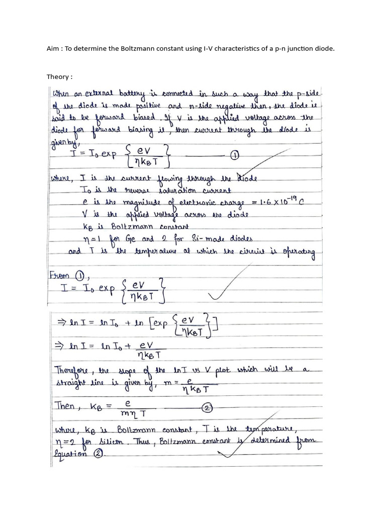 Determining Boltzmann Constant via Diode | PDF